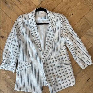 Skies Are Blue Black and White Striped Blazer